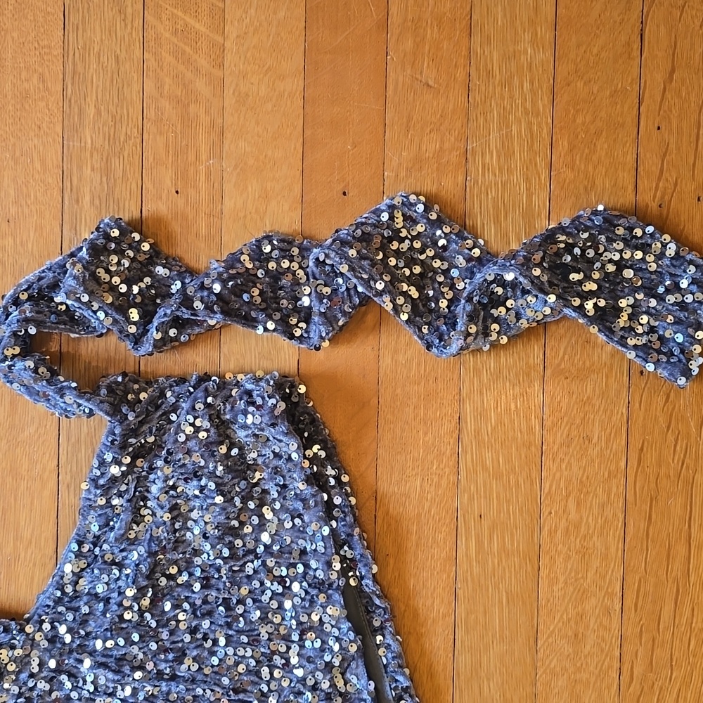 NWT, Alglist, Sequin, Cut-Out, Halter, Mini Dress, Silver, Women's S - Picture 13 of 16